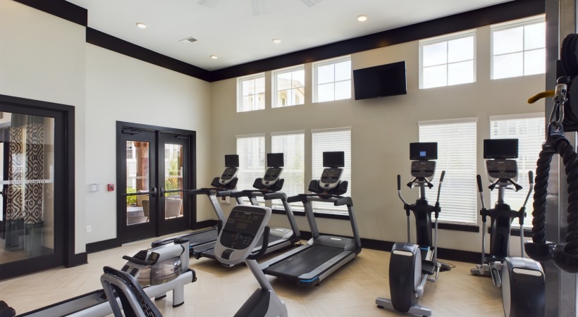 Fitness room with workout equipment