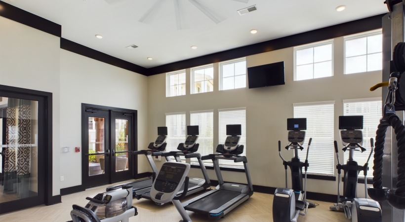 Fitness room with workout equipment